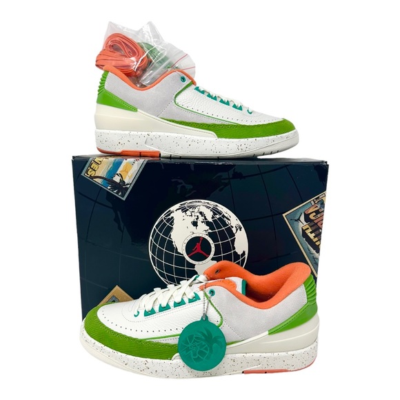Women’s Air Jordan 2 Low SP Titan DV6206183 Sail/Safety Orange/Chlorophyll Sz 10 - Picture 7 of 9